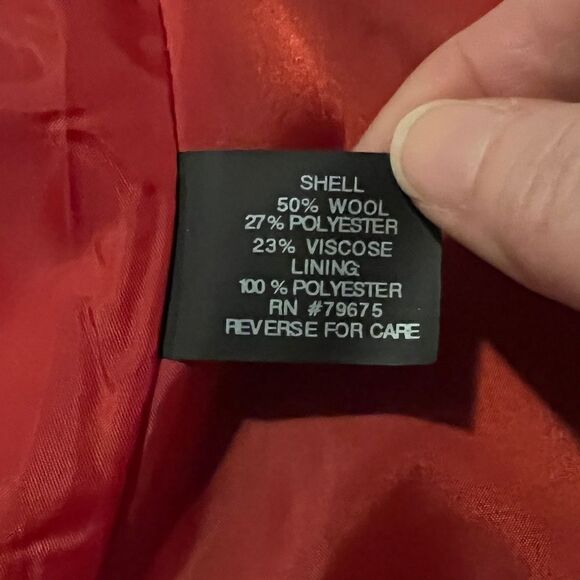 Anne Klein Womens Double-Breasted Peacoat Wool Blend Lychee Red Small NWT - Picture 7 of 9